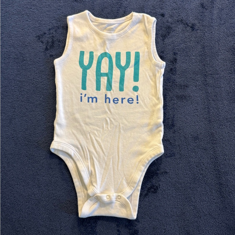 Old Navy White Bodysuit with Blue Text